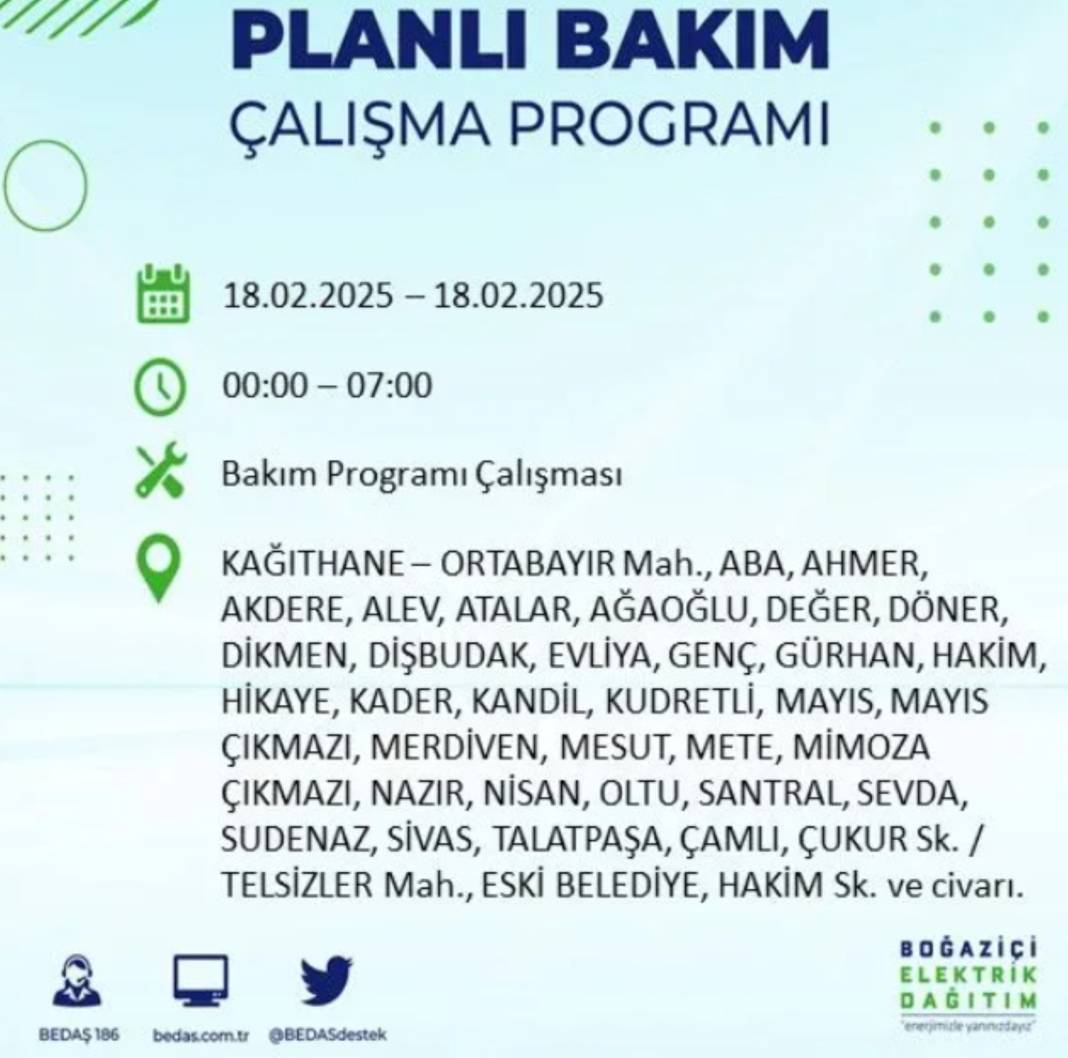 18 Şubat elektrik kesintisi: BEDAŞ elektrik kesintisi yaşayacak ilçeleri sıraladı 31