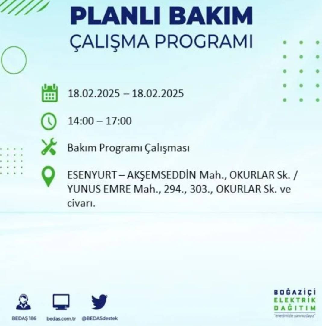 18 Şubat elektrik kesintisi: BEDAŞ elektrik kesintisi yaşayacak ilçeleri sıraladı 41