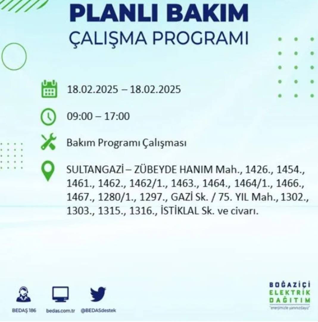 18 Şubat elektrik kesintisi: BEDAŞ elektrik kesintisi yaşayacak ilçeleri sıraladı 40