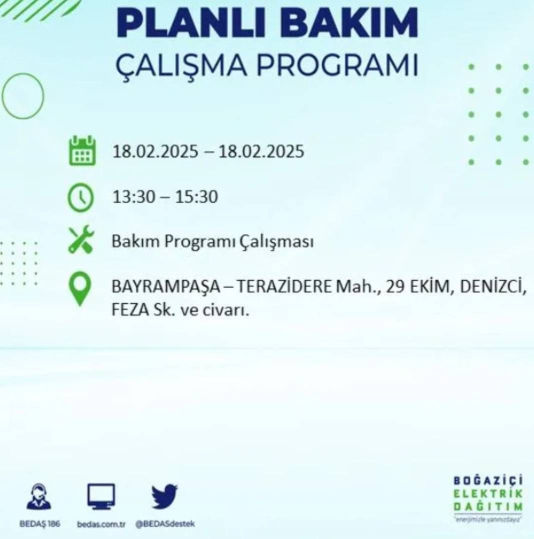 18 Şubat elektrik kesintisi: BEDAŞ elektrik kesintisi yaşayacak ilçeleri sıraladı 38