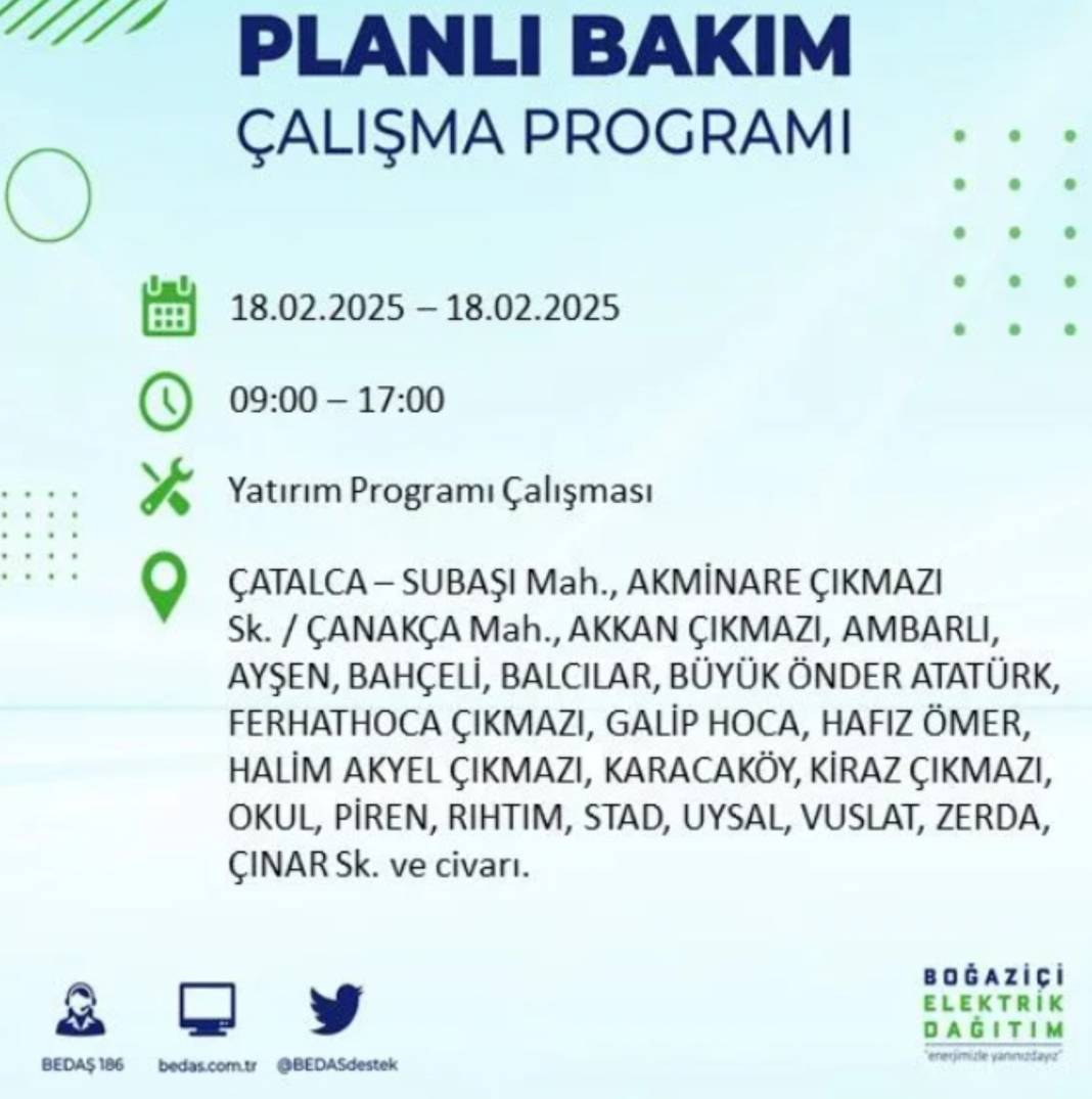 18 Şubat elektrik kesintisi: BEDAŞ elektrik kesintisi yaşayacak ilçeleri sıraladı 33