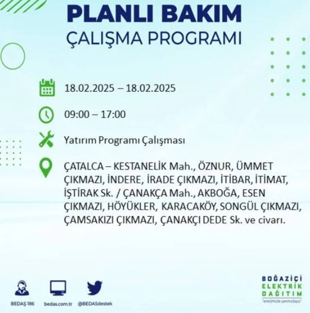 18 Şubat elektrik kesintisi: BEDAŞ elektrik kesintisi yaşayacak ilçeleri sıraladı 32