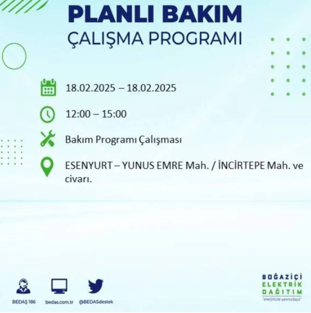 18 Şubat elektrik kesintisi: BEDAŞ elektrik kesintisi yaşayacak ilçeleri sıraladı 26