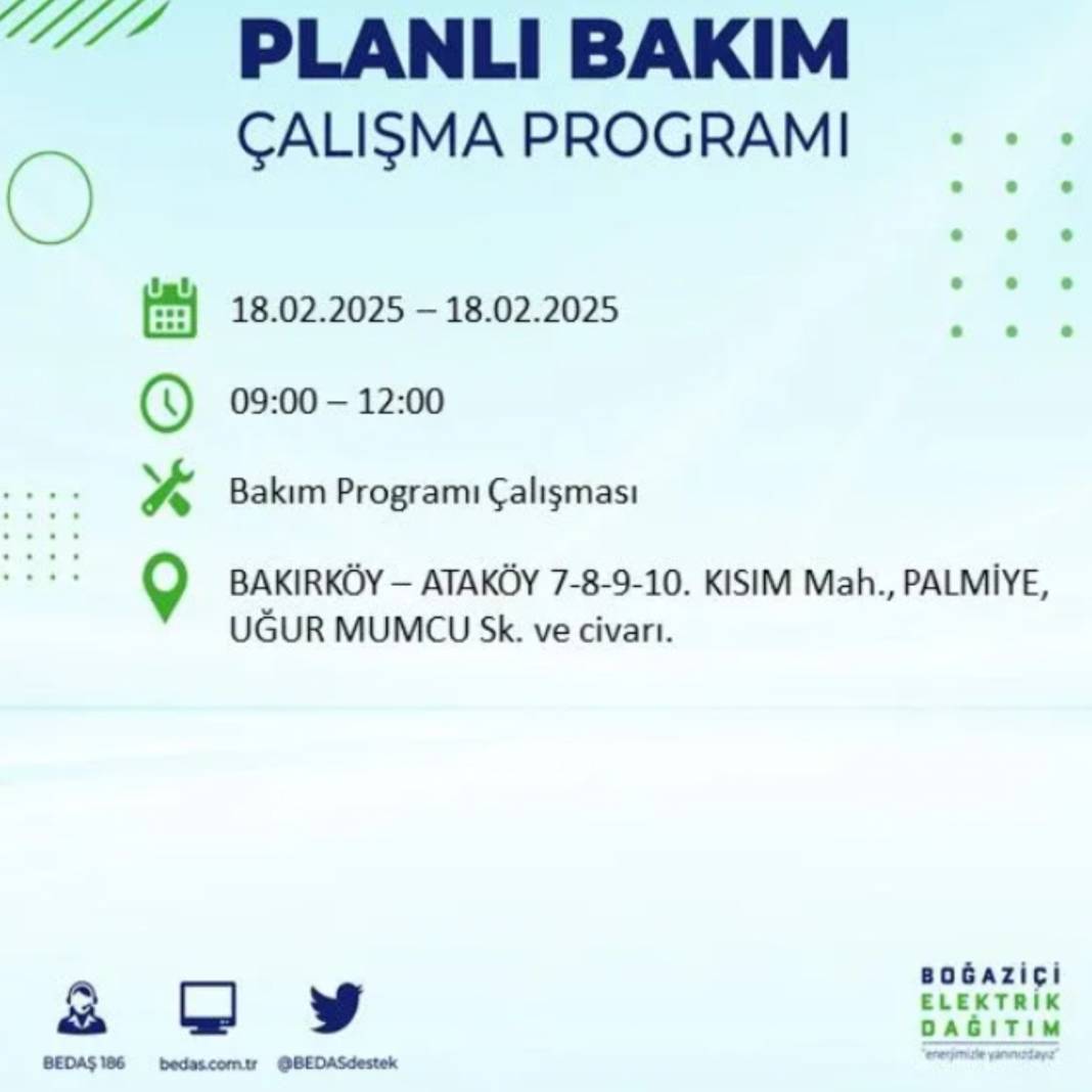 18 Şubat elektrik kesintisi: BEDAŞ elektrik kesintisi yaşayacak ilçeleri sıraladı 27