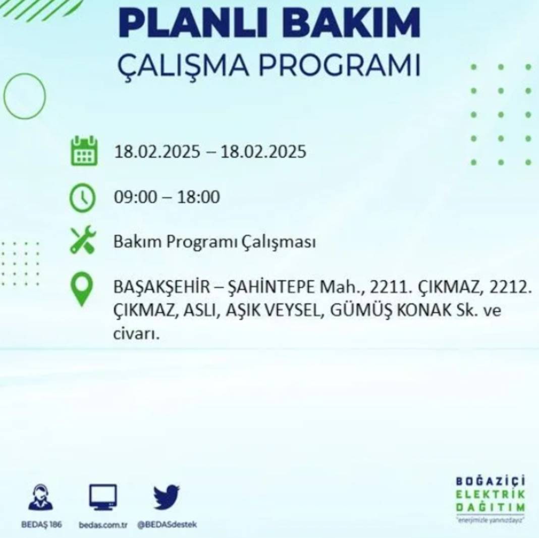 18 Şubat elektrik kesintisi: BEDAŞ elektrik kesintisi yaşayacak ilçeleri sıraladı 22