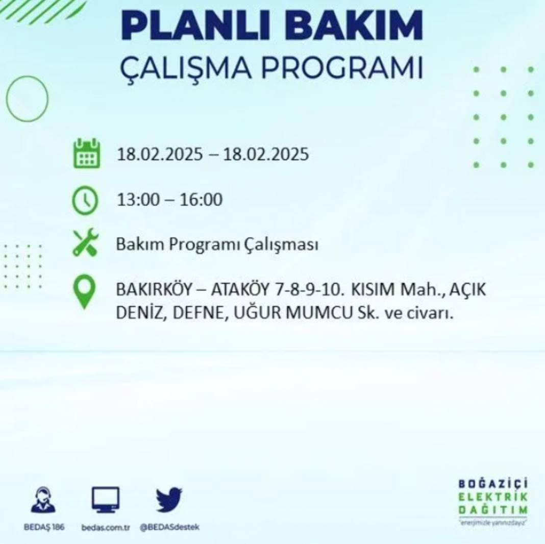 18 Şubat elektrik kesintisi: BEDAŞ elektrik kesintisi yaşayacak ilçeleri sıraladı 25