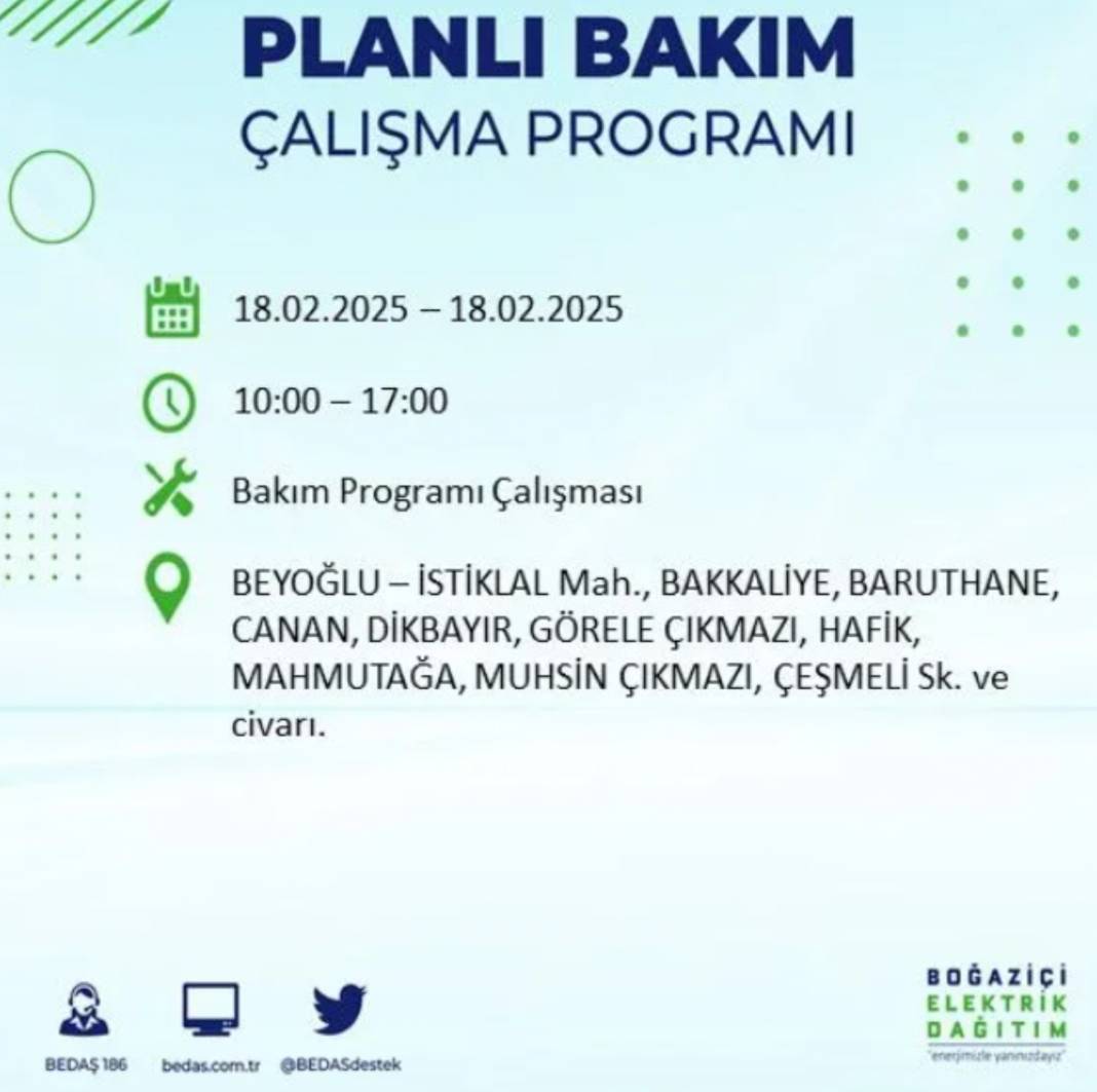 18 Şubat elektrik kesintisi: BEDAŞ elektrik kesintisi yaşayacak ilçeleri sıraladı 24