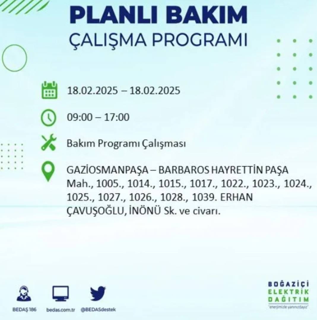 18 Şubat elektrik kesintisi: BEDAŞ elektrik kesintisi yaşayacak ilçeleri sıraladı 18