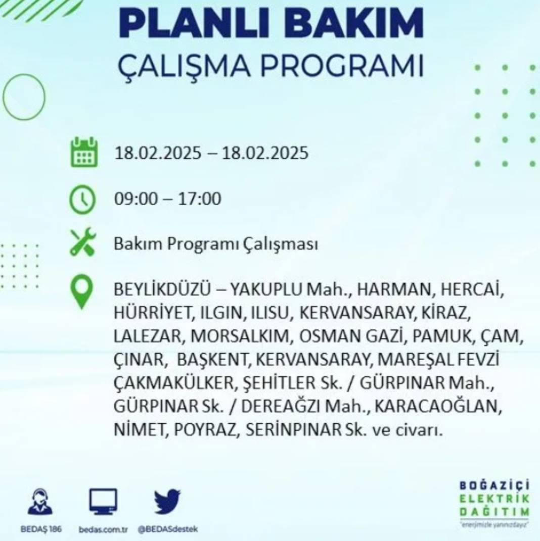 18 Şubat elektrik kesintisi: BEDAŞ elektrik kesintisi yaşayacak ilçeleri sıraladı 12