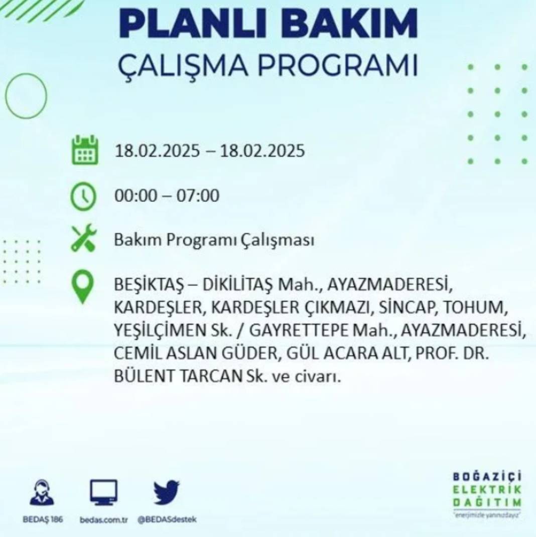 18 Şubat elektrik kesintisi: BEDAŞ elektrik kesintisi yaşayacak ilçeleri sıraladı 19