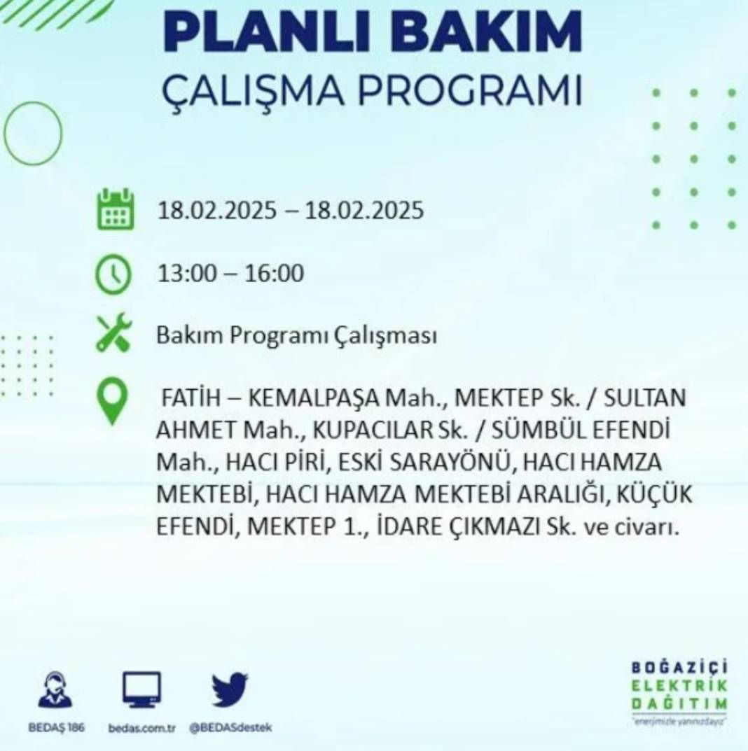 18 Şubat elektrik kesintisi: BEDAŞ elektrik kesintisi yaşayacak ilçeleri sıraladı 16