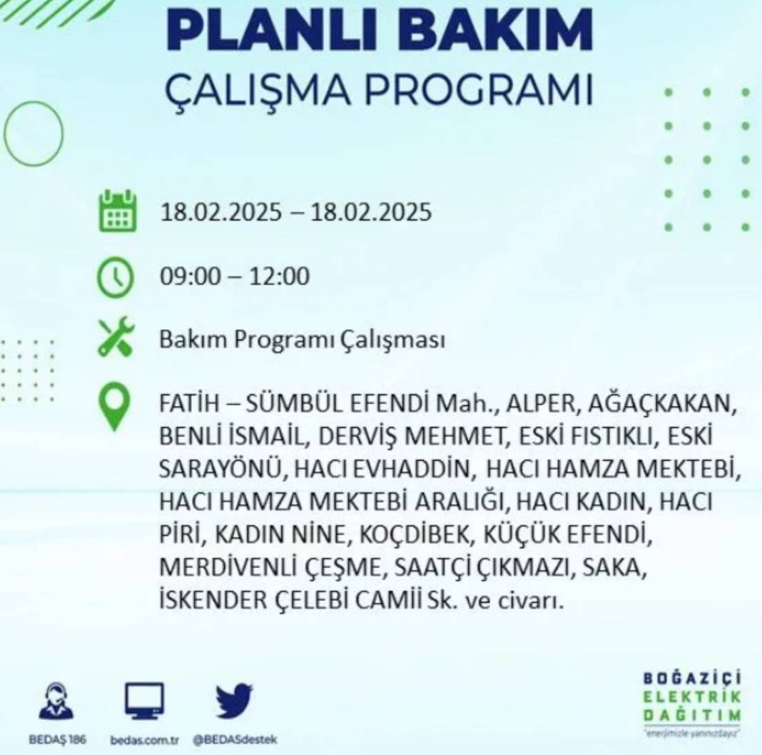 18 Şubat elektrik kesintisi: BEDAŞ elektrik kesintisi yaşayacak ilçeleri sıraladı 6