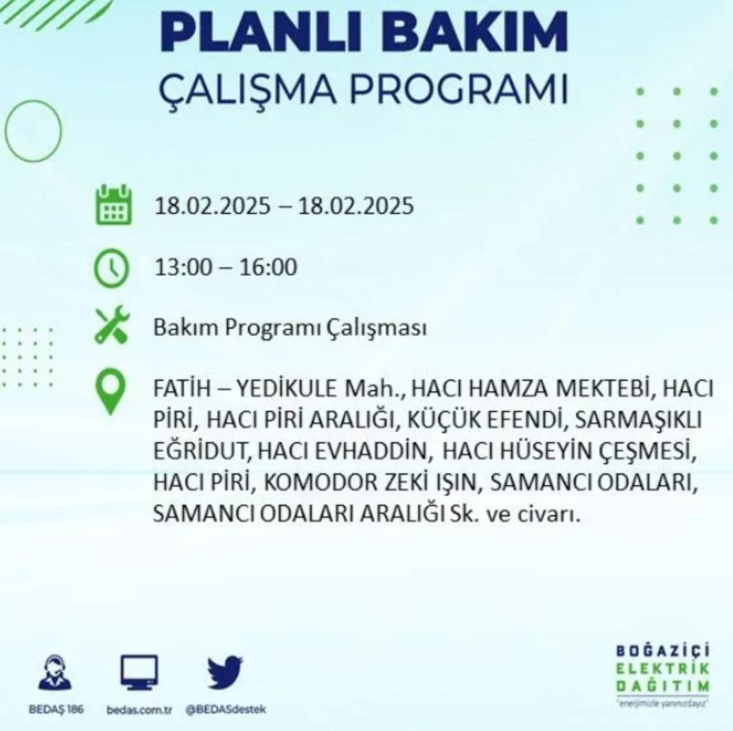 18 Şubat elektrik kesintisi: BEDAŞ elektrik kesintisi yaşayacak ilçeleri sıraladı 11