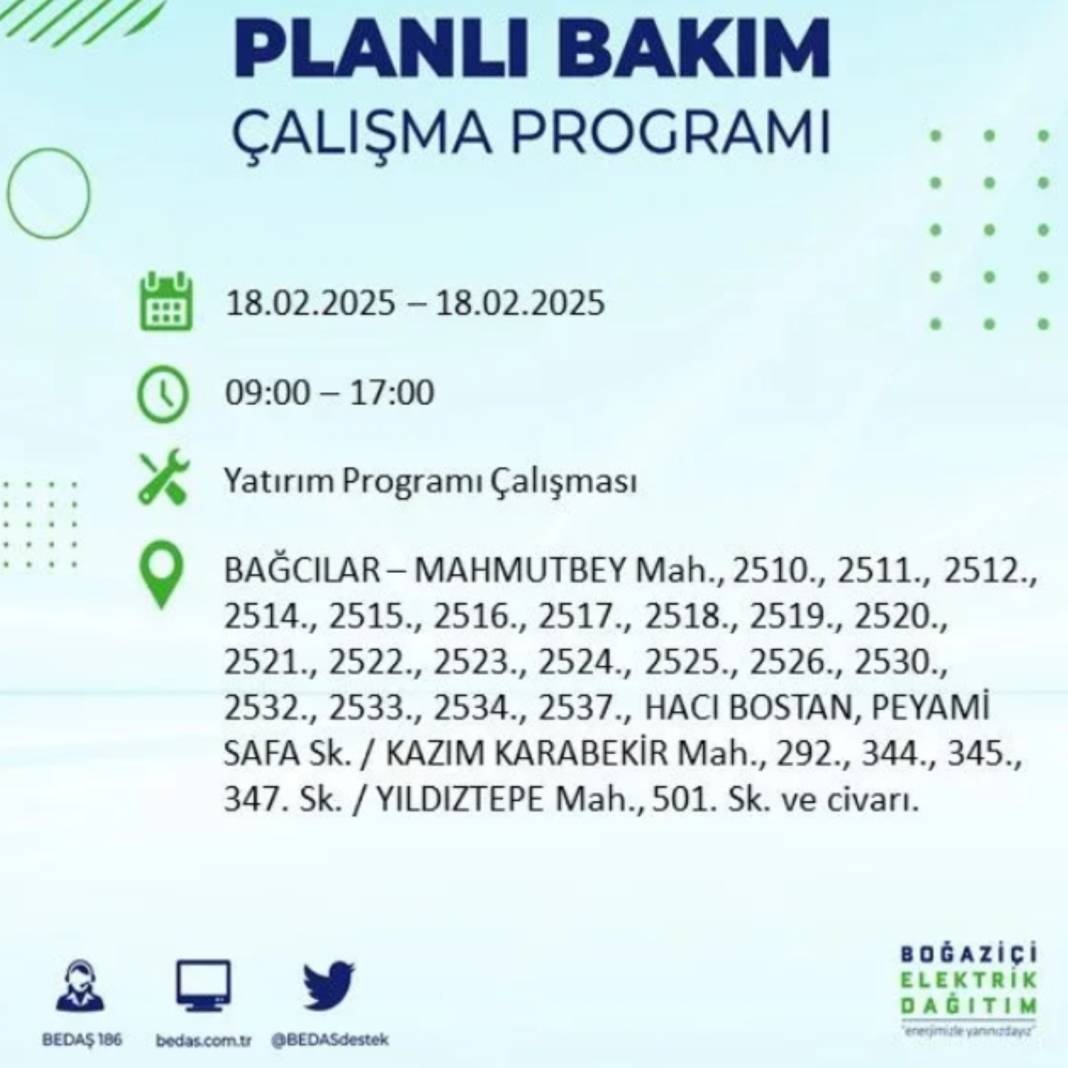 18 Şubat elektrik kesintisi: BEDAŞ elektrik kesintisi yaşayacak ilçeleri sıraladı 10