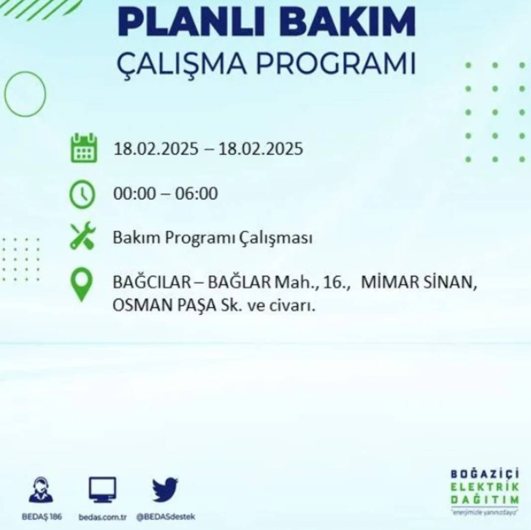 18 Şubat elektrik kesintisi: BEDAŞ elektrik kesintisi yaşayacak ilçeleri sıraladı 7