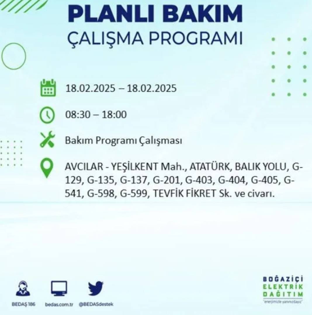 18 Şubat elektrik kesintisi: BEDAŞ elektrik kesintisi yaşayacak ilçeleri sıraladı 8