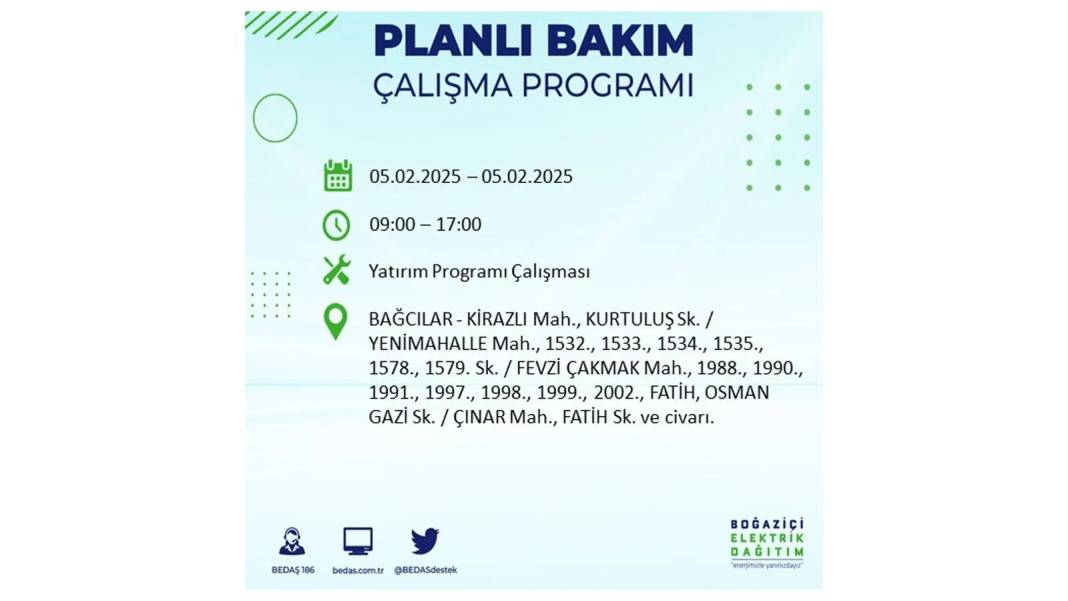 5 Şubat elektrik kesintisi: BEDAŞ elektrik kesintisi yaşayacak ilçeleri sıraladı. Mumları hazırlayın! 71