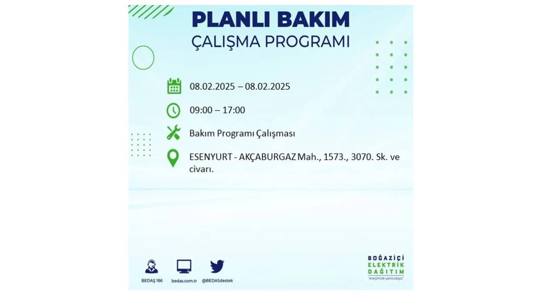 8 Şubat elektrik kesintisi: BEDAŞ elektrik kesintisi yaşayacak ilçeleri sıraladı 17