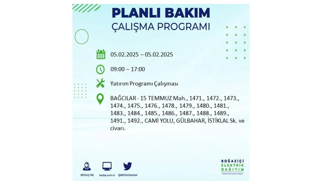 5 Şubat elektrik kesintisi: BEDAŞ elektrik kesintisi yaşayacak ilçeleri sıraladı. Mumları hazırlayın! 69