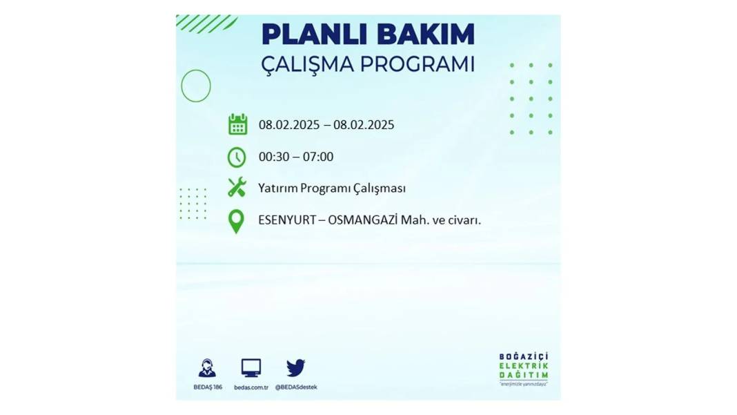 8 Şubat elektrik kesintisi: BEDAŞ elektrik kesintisi yaşayacak ilçeleri sıraladı 15