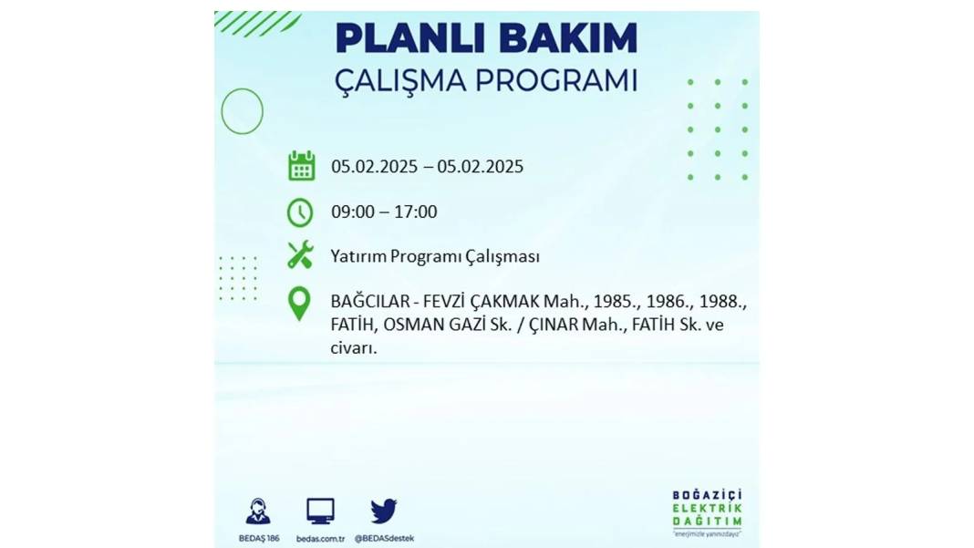 5 Şubat elektrik kesintisi: BEDAŞ elektrik kesintisi yaşayacak ilçeleri sıraladı. Mumları hazırlayın! 67