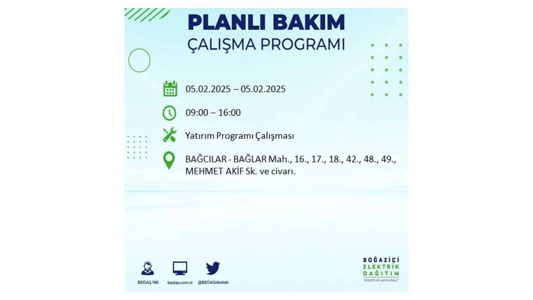 5 Şubat elektrik kesintisi: BEDAŞ elektrik kesintisi yaşayacak ilçeleri sıraladı. Mumları hazırlayın! 68