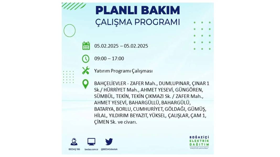 5 Şubat elektrik kesintisi: BEDAŞ elektrik kesintisi yaşayacak ilçeleri sıraladı. Mumları hazırlayın! 65