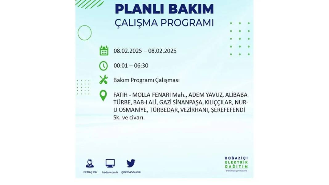 8 Şubat elektrik kesintisi: BEDAŞ elektrik kesintisi yaşayacak ilçeleri sıraladı 11