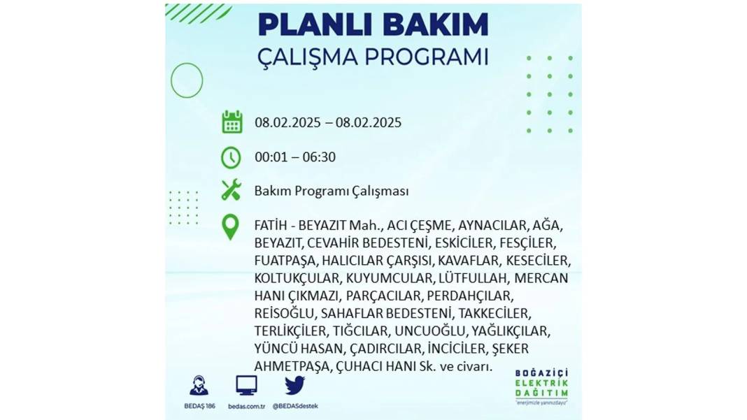 8 Şubat elektrik kesintisi: BEDAŞ elektrik kesintisi yaşayacak ilçeleri sıraladı 8