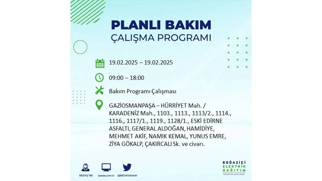 19 Şubat elektrik kesintisi: BEDAŞ elektrik kesintisi yaşayacak ilçeleri sıraladı. Uzun süre elektrik olmayacak 48