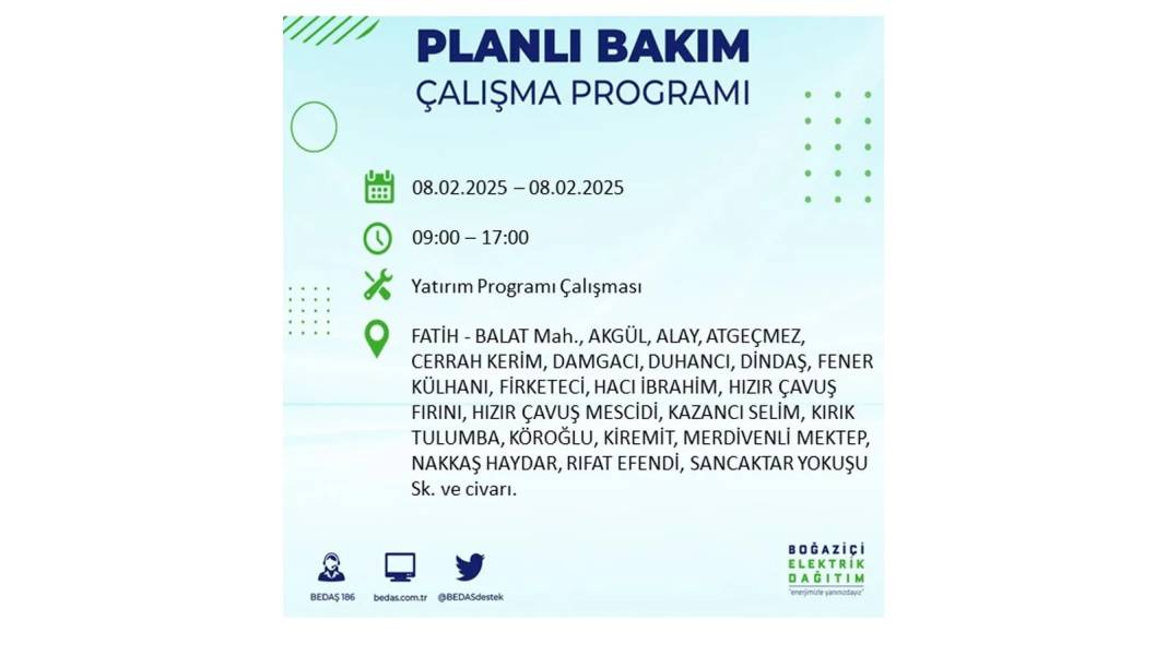 8 Şubat elektrik kesintisi: BEDAŞ elektrik kesintisi yaşayacak ilçeleri sıraladı 7