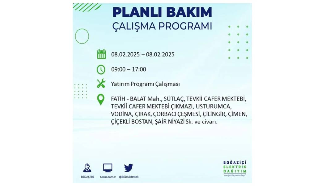 8 Şubat elektrik kesintisi: BEDAŞ elektrik kesintisi yaşayacak ilçeleri sıraladı 6