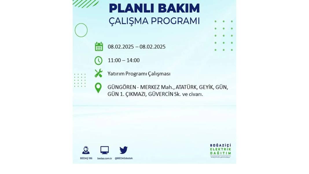 8 Şubat elektrik kesintisi: BEDAŞ elektrik kesintisi yaşayacak ilçeleri sıraladı 5