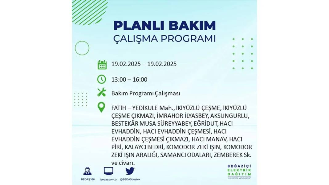 19 Şubat elektrik kesintisi: BEDAŞ elektrik kesintisi yaşayacak ilçeleri sıraladı. Uzun süre elektrik olmayacak 40