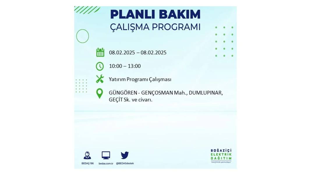 8 Şubat elektrik kesintisi: BEDAŞ elektrik kesintisi yaşayacak ilçeleri sıraladı 3