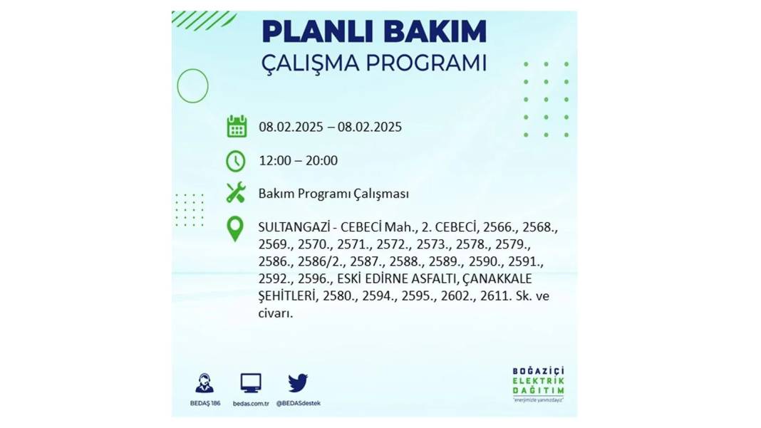 8 Şubat elektrik kesintisi: BEDAŞ elektrik kesintisi yaşayacak ilçeleri sıraladı 2