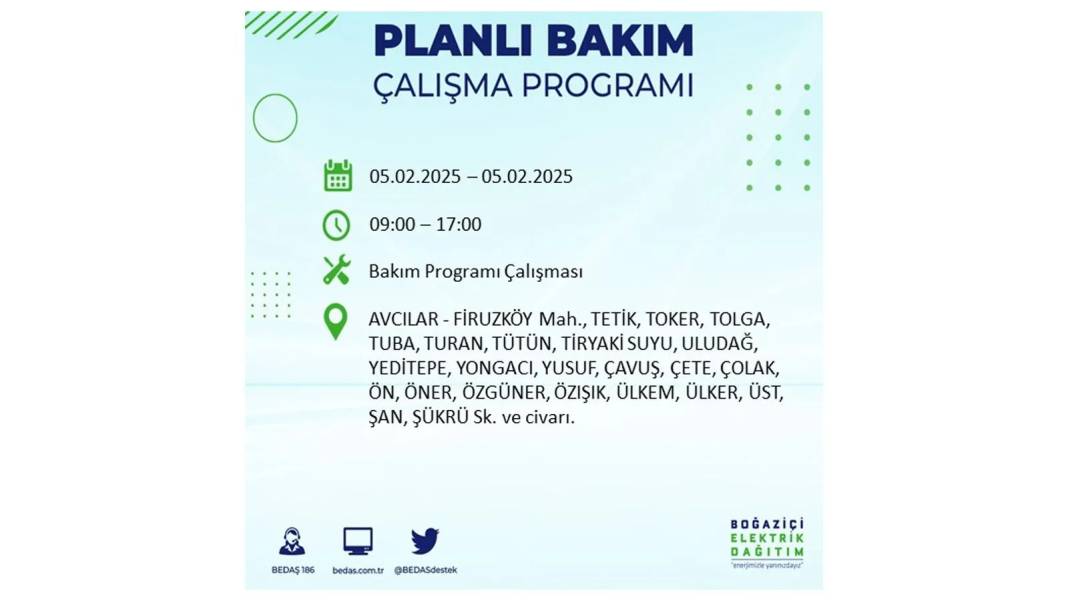 5 Şubat elektrik kesintisi: BEDAŞ elektrik kesintisi yaşayacak ilçeleri sıraladı. Mumları hazırlayın! 79