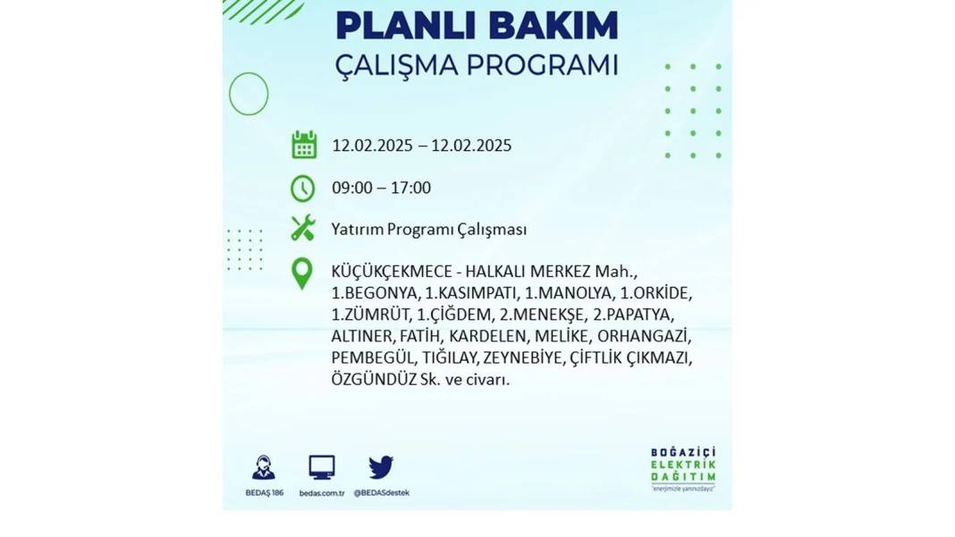 12 Şubat elektrik kesintisi: BEDAŞ elektrik kesintisi yaşayacak ilçeleri açıkladı 22