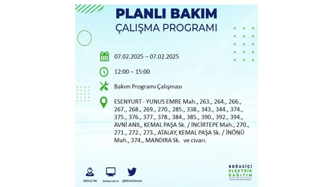 7 Şubat elektrik kesintisi: BEDAŞ elektrik kesintisi yaşayacak ilçeleri teker teker sıraladı. Elektrik ne zaman gelecek? 31