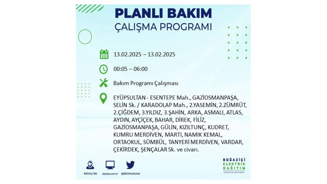 13 Şubat elektrik kesintisi: BEDAŞ elektrik kesintisi yaşayacak ilçeleri teker teker duyurdu. Elektrikler ne zaman gelecek? 33