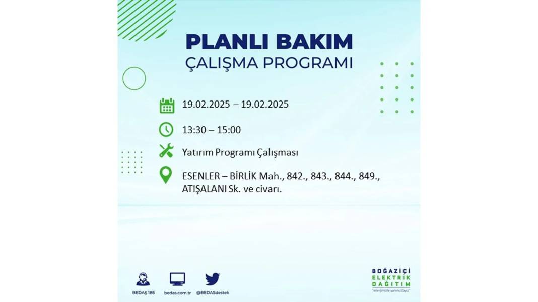 19 Şubat elektrik kesintisi: BEDAŞ elektrik kesintisi yaşayacak ilçeleri sıraladı. Uzun süre elektrik olmayacak 25