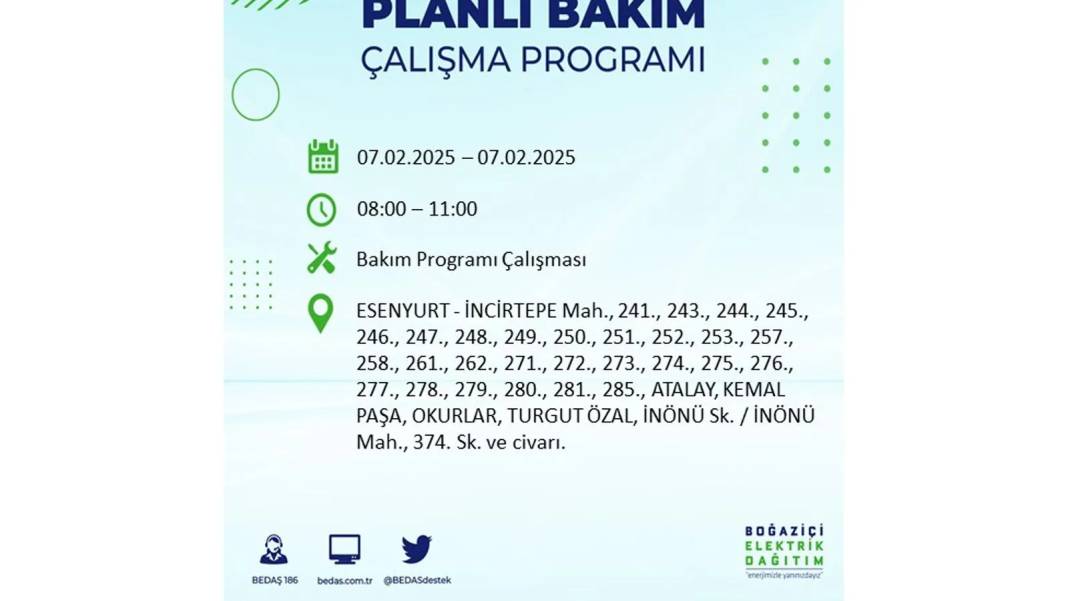 7 Şubat elektrik kesintisi: BEDAŞ elektrik kesintisi yaşayacak ilçeleri teker teker sıraladı. Elektrik ne zaman gelecek? 27