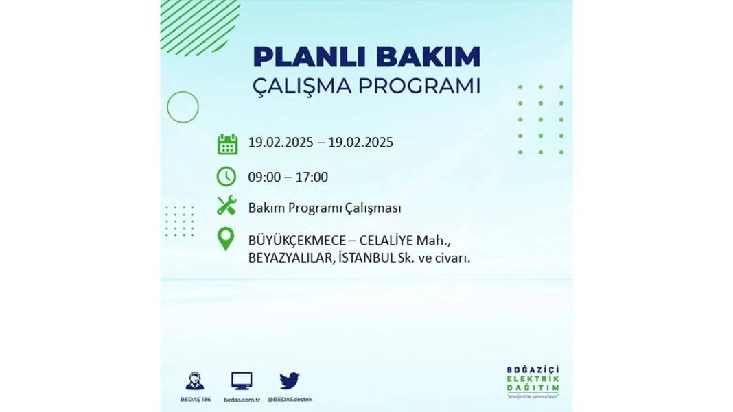 19 Şubat elektrik kesintisi: BEDAŞ elektrik kesintisi yaşayacak ilçeleri sıraladı. Uzun süre elektrik olmayacak 15