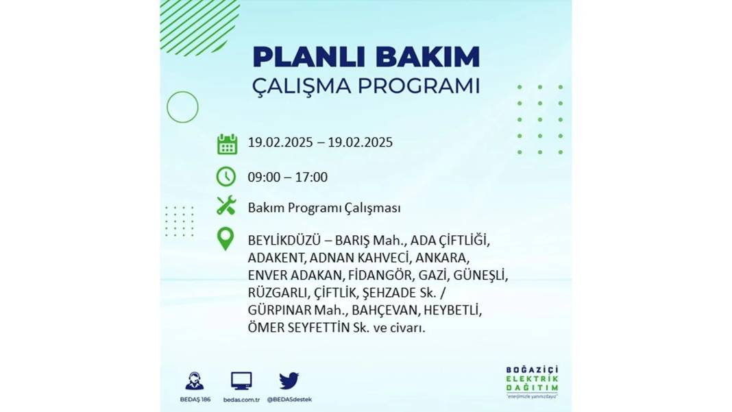 19 Şubat elektrik kesintisi: BEDAŞ elektrik kesintisi yaşayacak ilçeleri sıraladı. Uzun süre elektrik olmayacak 16