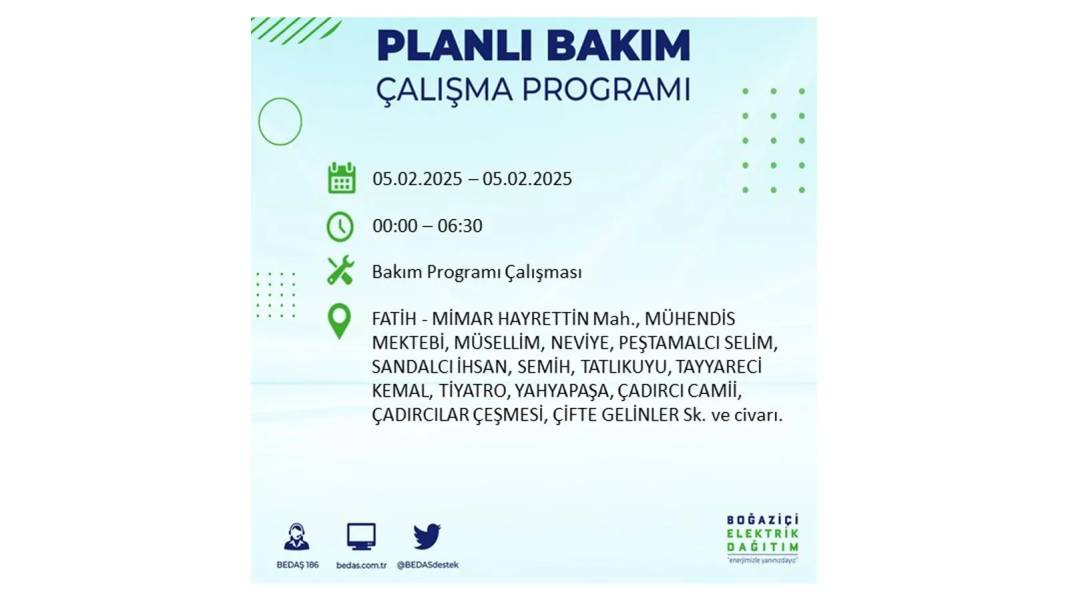 5 Şubat elektrik kesintisi: BEDAŞ elektrik kesintisi yaşayacak ilçeleri sıraladı. Mumları hazırlayın! 33