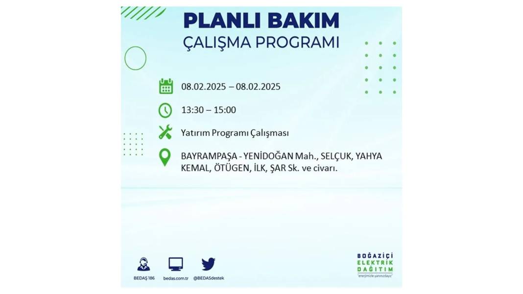 8 Şubat elektrik kesintisi: BEDAŞ elektrik kesintisi yaşayacak ilçeleri sıraladı 23