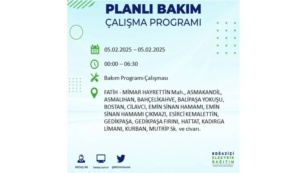 5 Şubat elektrik kesintisi: BEDAŞ elektrik kesintisi yaşayacak ilçeleri sıraladı. Mumları hazırlayın! 32