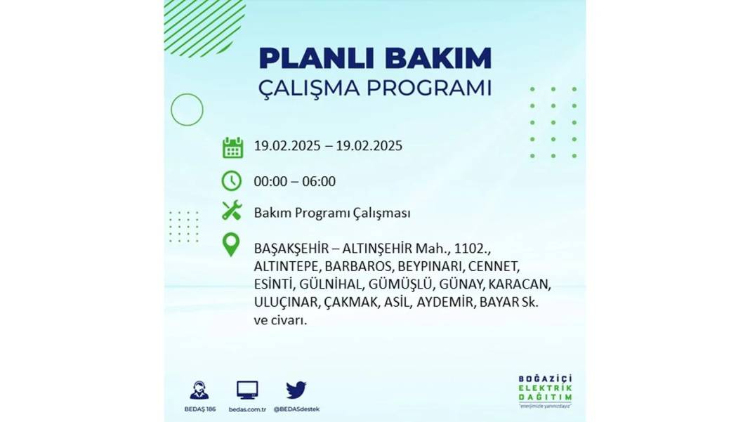 19 Şubat elektrik kesintisi: BEDAŞ elektrik kesintisi yaşayacak ilçeleri sıraladı. Uzun süre elektrik olmayacak 12