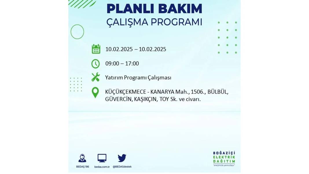 10 Şubat elektrik kesintisi: BEDAŞ elektrik kesintisi yaşayacak ilçeleri sırasıyla uyardı. Elektrikler ne zaman gelecek? 20