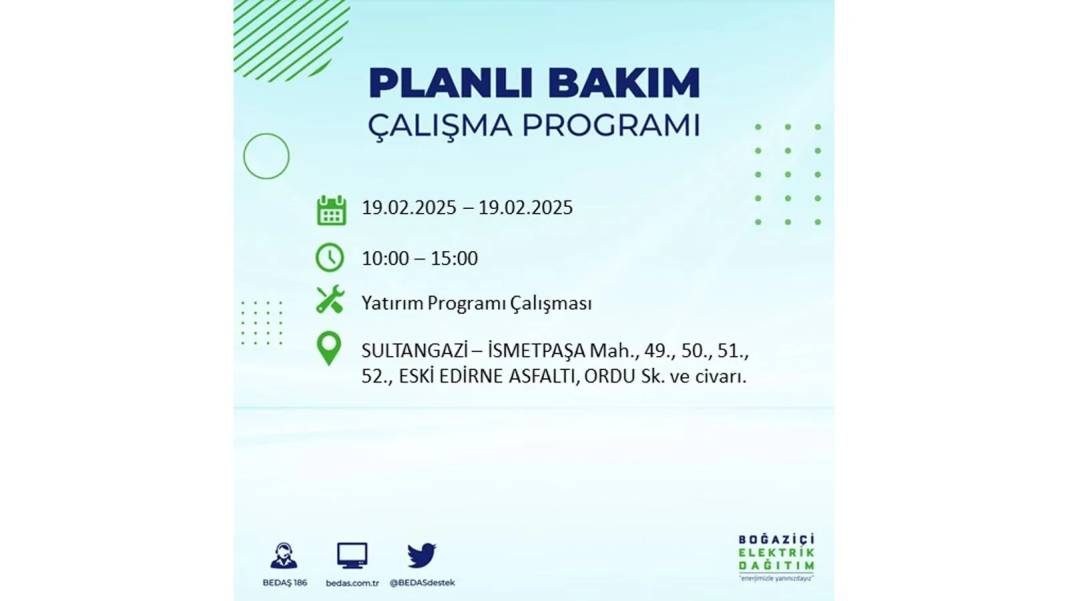 19 Şubat elektrik kesintisi: BEDAŞ elektrik kesintisi yaşayacak ilçeleri sıraladı. Uzun süre elektrik olmayacak 58